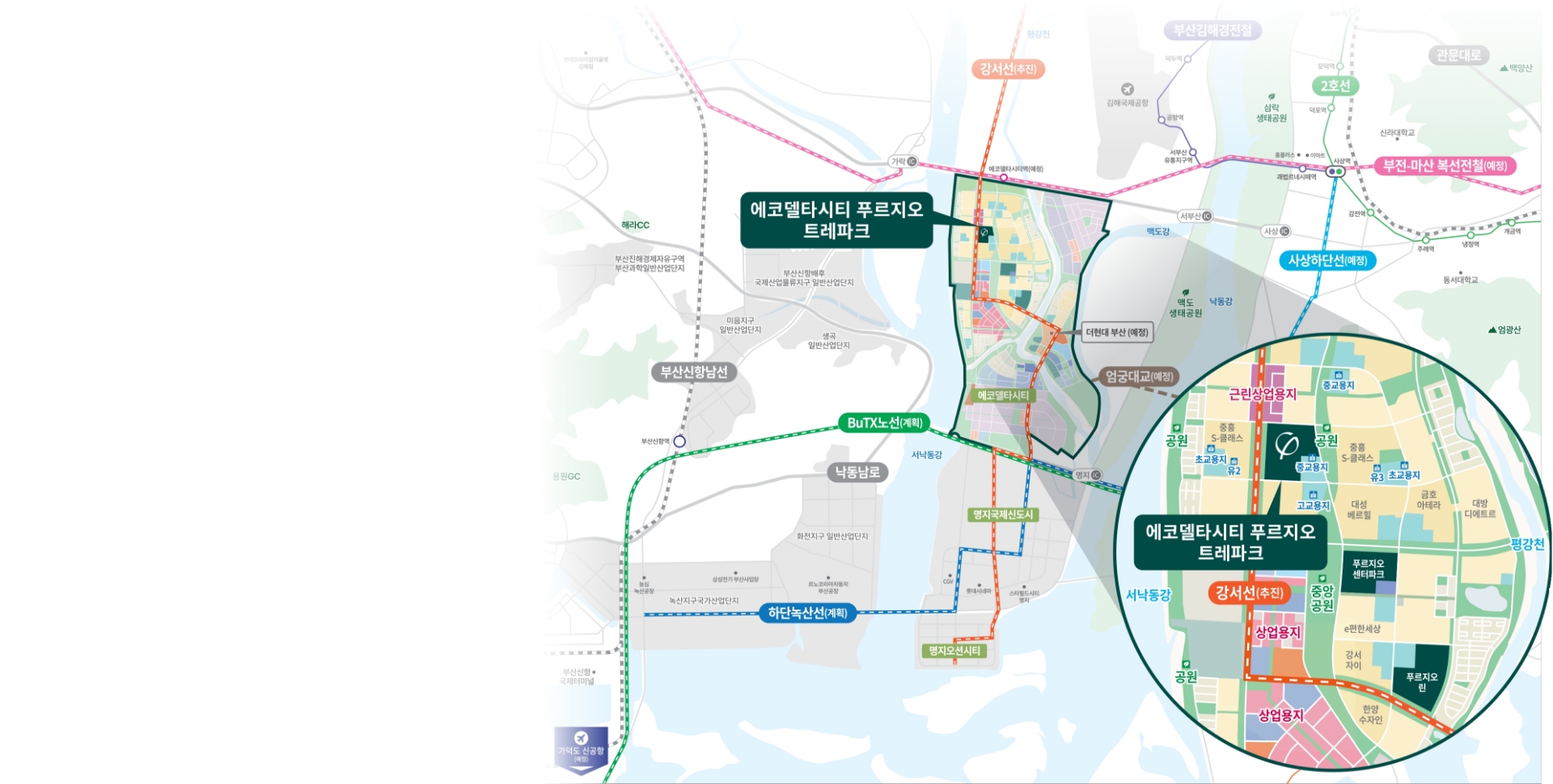 에코델타시티 푸르지오 트레파크 위치 안내도 및 에코델타시티 11BL 대지 위치 지도 이미지
